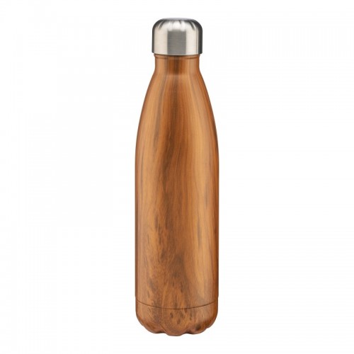 THERMOS IN ACCIAIO INOSSIDABILE CAPACITà 500 ML CON DOPPIA PARETE ISOLANTE. EFFETTO LEGNO