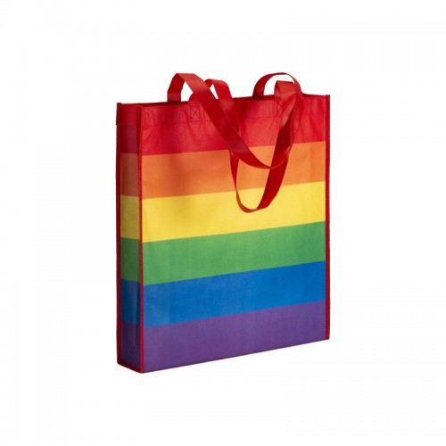 SHOPPER ARCOBALENO IN R-PET  80G/M2, MANICI LUNGHI E SOFFIETTO