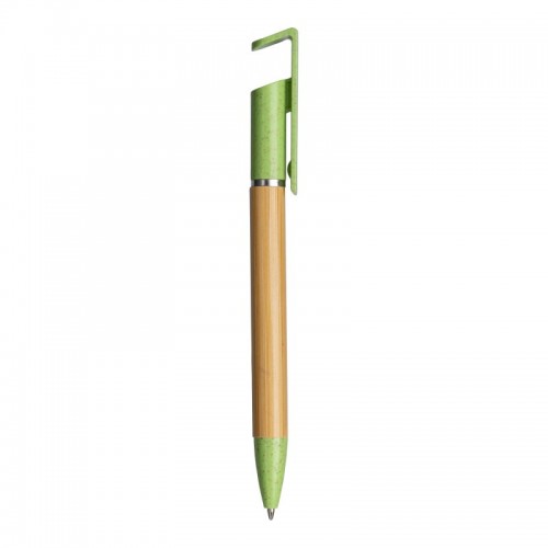 PENNA TWIST IN BAMBù E PAGLIA DI GRANO CON STAND PORTA CELLULARE