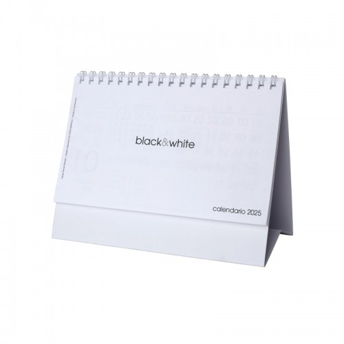 CALENDARIO MENSILE DA TAVOLO 2025, 13 FOGLI SU CARTONCINO NERO, RILEGATO A SPIRALE 25D00101