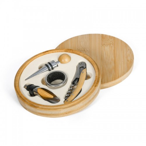 SET VINO PEZZI IN BAMB E METALLO E14297
