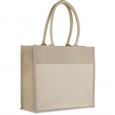 BORSA SHOPPER CON SOFFIETTO IN IUCO E COTONE Q24864