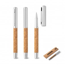 ANDREW. Roller con corpo in acciaio inox (90% rSS) e sughero, con clip 91783