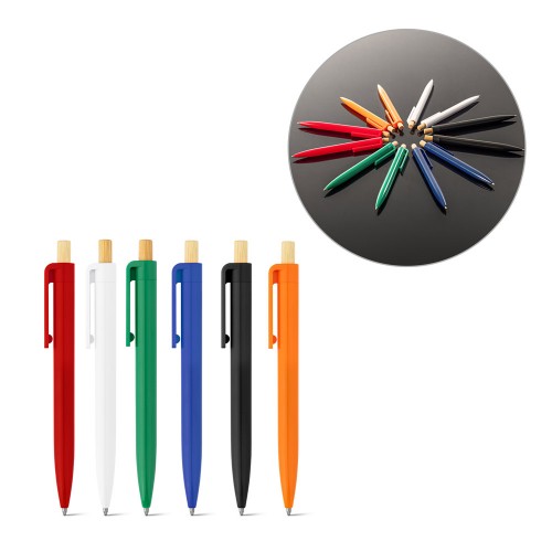 ZARA. Penna a sfera in ABS riciclato (100% rABS) con pulsante in bambù 91945