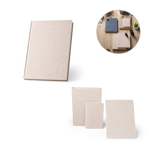ORGANIC RIGID. Block notes A5 con copertina rigida fabbricata tramite la materia organica degli elefanti (80%) 93294