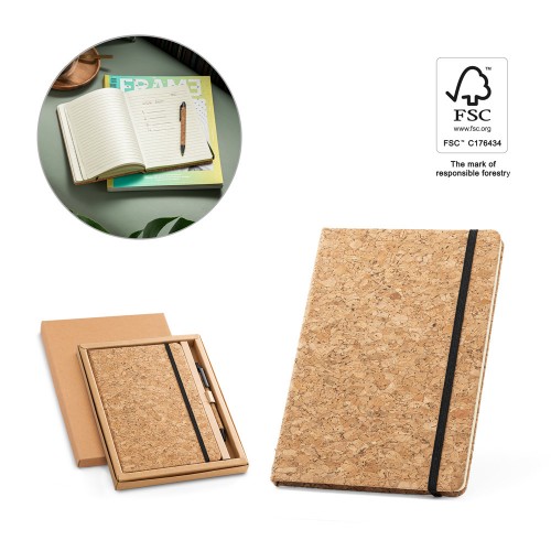 FREUD. Set block notes A5 e penna a sfera in sughero 93578