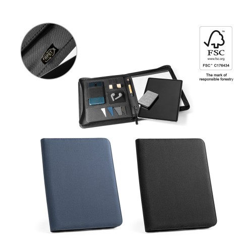 EMERGE FOLDER. Cartella A4 in poliestere riciclato (100% rPET) 300D con chiusura zip 93579