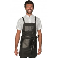 GREMBIULE BRISTOL SHORT CON INSERTI E LACCI IN PELLE - ISACCO 088901S