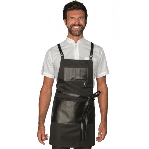 GREMBIULE BRISTOL SHORT CON INSERTI E LACCI IN PELLE - ISACCO 088901S