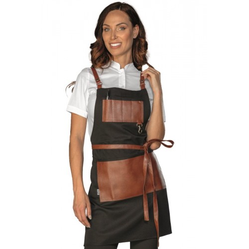 GREMBIULE BRISTOL SHORT CON INSERTI E LACCI IN PELLE - ISACCO 088911S