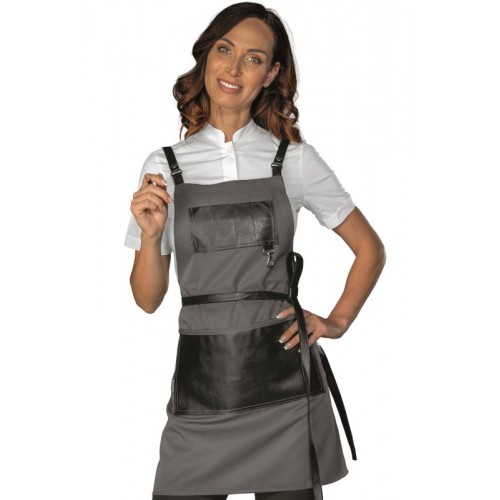 GREMBIULE BRISTOL SHORT  CON INSERTI E LACCI IN PELLE - ISACCO 088912S
