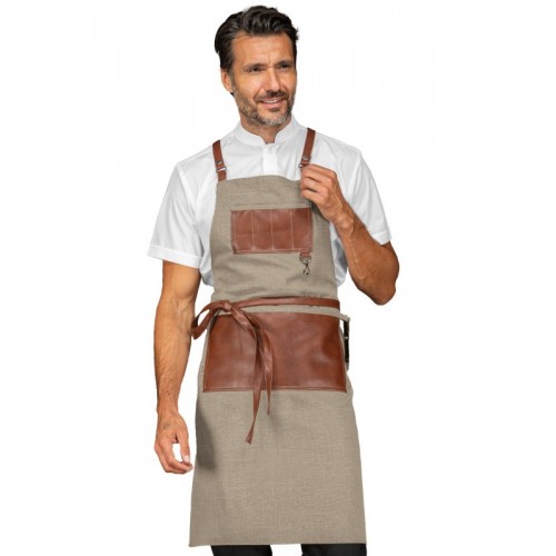 GREMBIULE BRISTOL  CON INSERTI E LACCI IN PELLE - ISACCO 088916