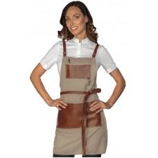 GREMBIULE BRISTOL SHORT CON INSERTI E LACCI IN PELLE - ISACCO 088916S