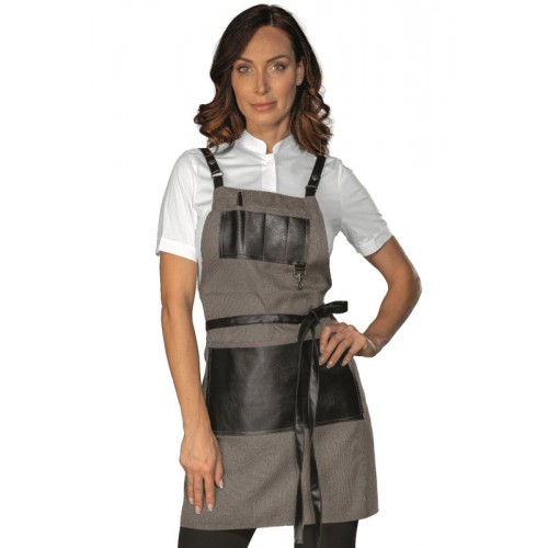 GREMBIULE BRISTOL SHORT CON INSERTI E LACCI IN PELLE - ISACCO 088921S