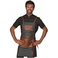 GREMBIULE BRISTOL SHORT CON INSERTI E LACCI IN PELLE - ISACCO 088941S