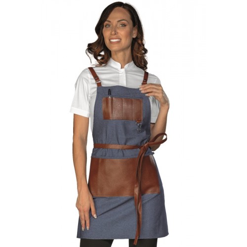 GREMBIULE BRISTOL SHORT CON INSERTI E LACCI IN PELLE - ISACCO 088977S