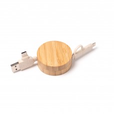 6116 ARTUR - CAVO DI RICARICA ESTENDIBILE IN BAMBOO E FIBRA DI FRUMENTO