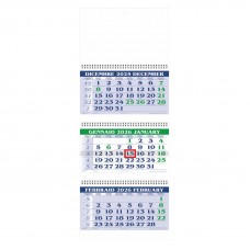 F004 CALENDARIO TRITTICO IN CARTA NATURALE. TRIMESTRALE 12 FOGLI