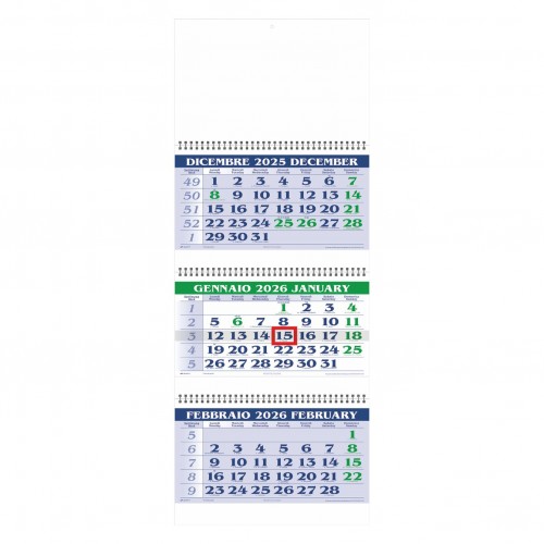 F004 CALENDARIO TRITTICO IN CARTA NATURALE. TRIMESTRALE 12 FOGLI