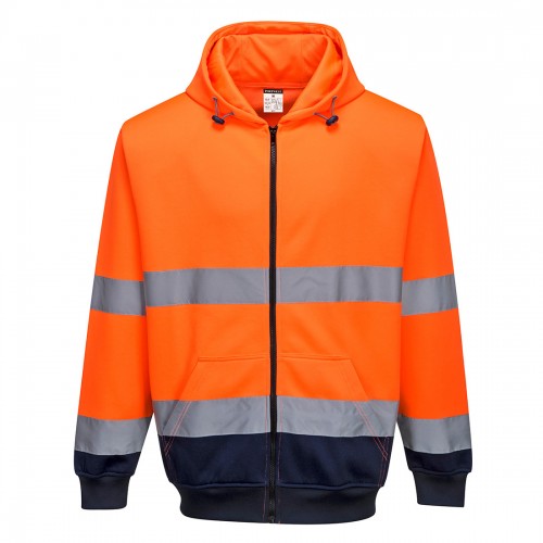 FELPA BICOLORE CON CAPPUCCIO E ZIP INTERA HI-VIS B317