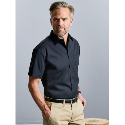 MEN'S SHORT SLEEVE PURE COTTON POPLIN SHIRT JE937M