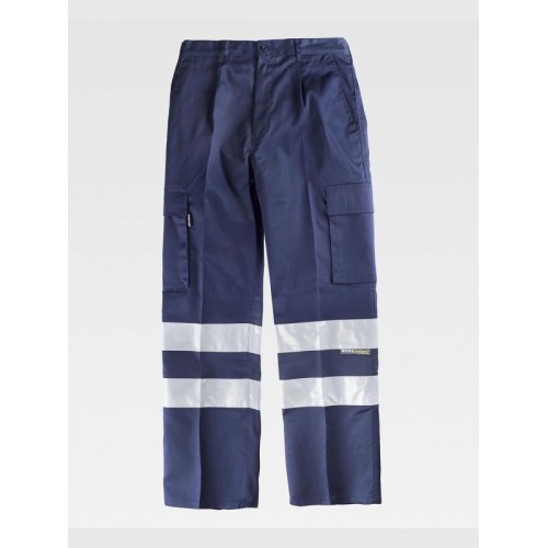 PANTALONE DA LAVORO MULTITASCHE BANDE RIFRANGENTI B1407