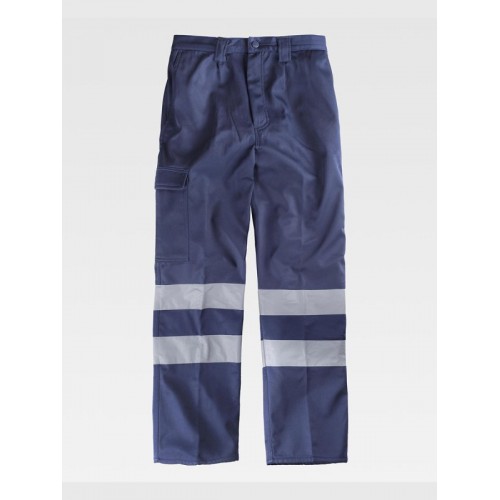 PANTALONE DA LAVORO MULTITASCHE INTERNO IN PILE BANDE RIFRANGENTI B1417