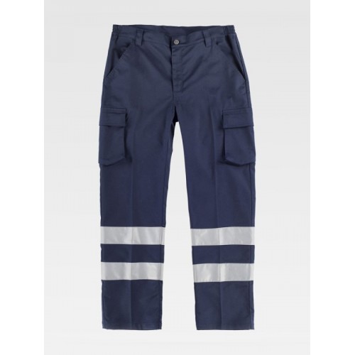 PANTALONE DA LAVORO MULTITASCHE BANDE RIFRANGENTI B1437