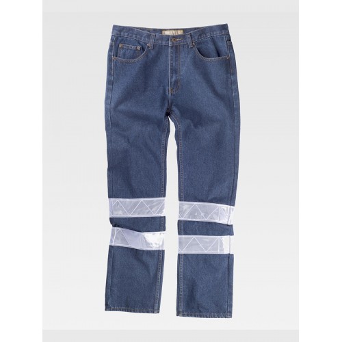 PANTALONE DA LAVORO 5 TASCHE TESSUTO DENIM BANDE RIFRANGENTI B4007