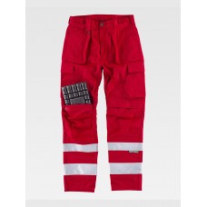 PANTALONE BANDE RIFRANGENTI TRIPLE CUCITURE PROTEZIONE ALLE GINOCCHIA C2911
