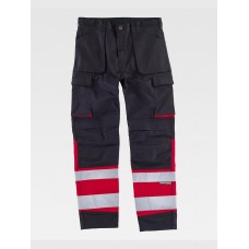 PANTALONE BANDE RIFRANGENTI TRIPLE CUCITURE PROTEZIONE ALLE GINOCCHIA C2919