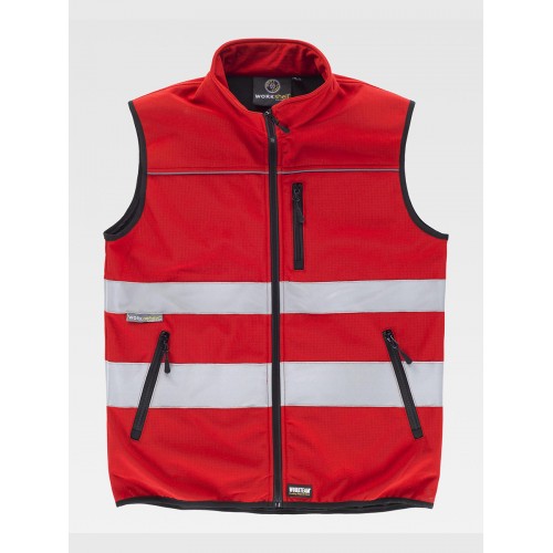 GILET SOFTSHELL BANDE RIFRANGENTI TESSUTO RIPSTOP C2922