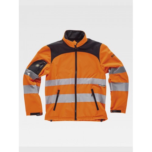 SOFTSHELL TESSUTO RIPSTOP ALTA VISIBILITA CLASSE 2 BANDE RIFRANGENTI C2930