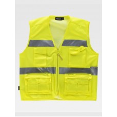 GILET MULTITASCHE LEGGERO ALTA VISIBILITA E BANDE RIFRANGENTI C3647