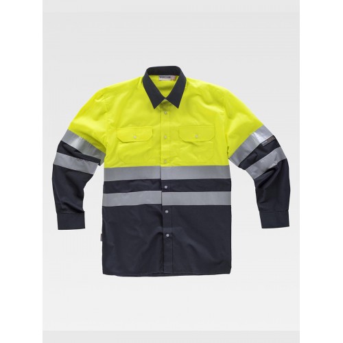 CAMICIA MANICA LUNGA ALTA VISIBILITA E BANDE RIFRANGENTI C3813