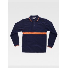 POLO MANICA LUNGA CON FASCIA COLORATA A CONTRASTO C3852