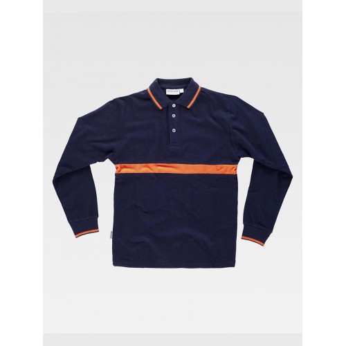 POLO MANICA LUNGA CON FASCIA COLORATA A CONTRASTO C3852
