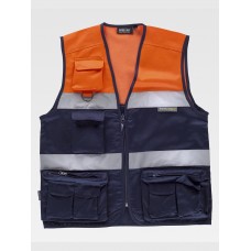 GILET MULTITASCHE LEGGERO ALTA VISIBILITA E BANDE RIFRANGENTI C4010