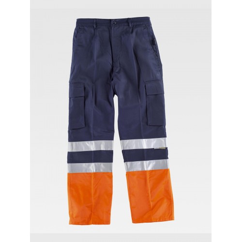 PANTALONE MULTITASCHE ALTA VISIBILITA E BANDE RIFRANGENTI C4014