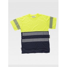 T-SHIRT MANICA CORTA ALTA VISIBILITA E BANDE RIFRANGENTI DISCONTINUE C6040