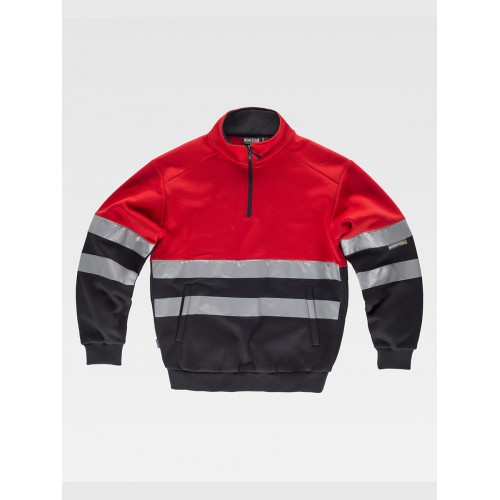 FELPA MEZZA ZIP BANDE RIFRANGENTI C9033