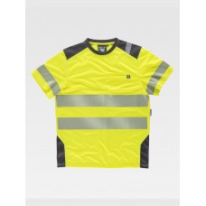 T-SHIRT MANICA CORTA ALTA VISIBILITA E BANDE RIFRANGENTI DISCONTINUE C9241