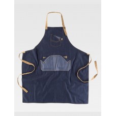 GREMBIULE CON PETTORINA TESSUTO DENIM E CANVAS M716