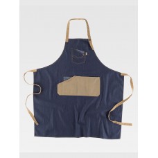 GREMBIULE CON PETTORINA TESSUTO DENIM E CANVAS M718