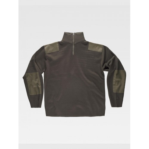 PULLOVER UNISEX MEZZA ZIP RINFORZI IN TWILL S5501