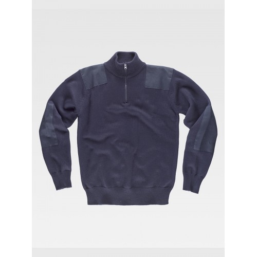 PULLOVER UNISEX MEZZA ZIP RINFORZI IN TWILL S5502