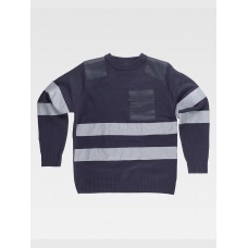 PULLOVER GIROCOLLO RINFORZI IN TWILL BANDE RIFRANGENTI S5507