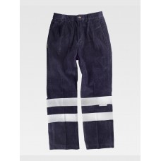 PANTALONE DA LAVORO VELLUTO BANDE RIFRANGENTI S7016