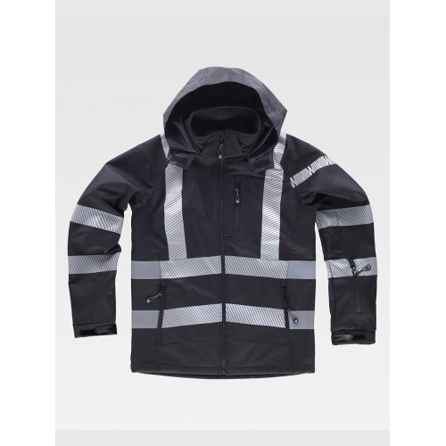 SOFTSHELL CON CAPPUCCIO BANDE RIFRANGENTI DISCONTINUE S9213